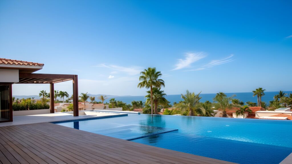 Los Cabos Luxury Fundadores Villa 171 is a luxurious mostly single-level, six-bedroom home overlooking the Greg Norman Signature golf course and the Sea of Cortez. Five bedrooms open to the pool terrace, while the primary suite features a walk-in closet plus indoor and outdoor showers.The villa offers a chef's kitchen with ocean – Caleta Loma - Palmilla, San Jose Corridor, BS