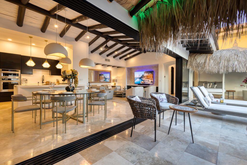 Los Cabos Luxury Playa Del Rey HUGE PROFT OPPORTUNITY to own the former cabo oasis of the red hot chili peppers (WATCH THE NEW NETFLIX DOC HERE cope and paste-(https://www.youtube.com/watch?v=Exs7-tOaQQY)---above a swimming/snorkel beach, currently generating a steady consistent income that outperforms others, due the former red hot chili pepper history and art. Hidden inside the double gated waterfront enclave above a a spanning beach and ocean cove, this aptly named estate awaits-just minutes to a long list of spoils. Covering nearly 6000 square feet, this triple-height foyer, opens into a grand spanning living and dining space layered in natural stone, marble and musical art throughout. Additional add-ons include: St Tropez themed exterior spaces, rooftop lounge, fire bowls and fire pits, added steam sauna and mor for sale
