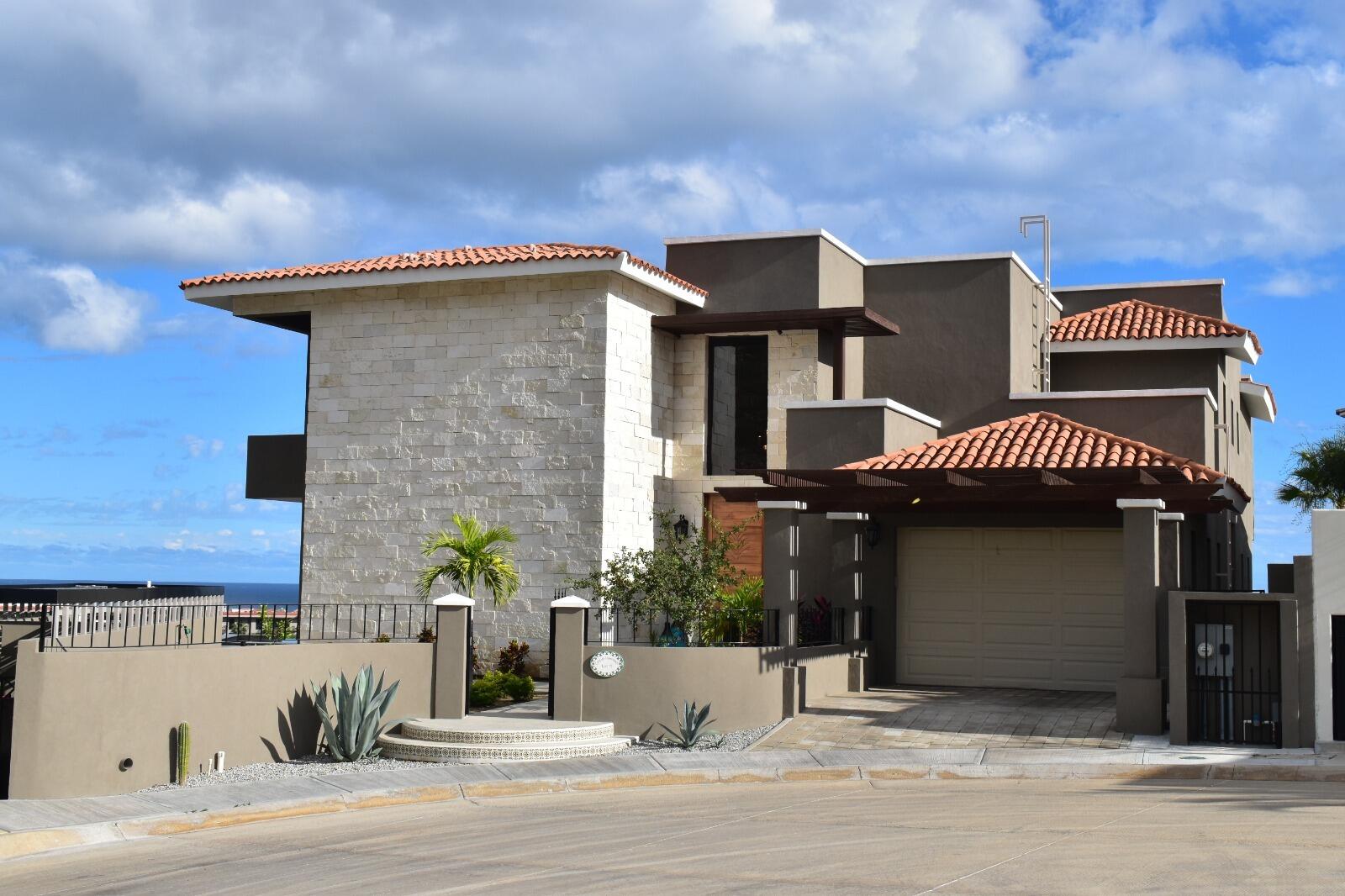 Los Cabos Luxury Vista Lagos This beautiful fully furnished property, named ''Casa de Hermanos,'' is built on two levels and features 5 bedrooms and 6 bathrooms, an entertainment room, and a two-level entry. The living room and dining room (with seating for 10) open to a very large kitchen and a service area. On the terrace there is a pool with a Jacuzzi, a fire pit area with sun loungers, and a Kitche with a BBQ Area, including Sink & Fridge. Most extraordinary are the for sale