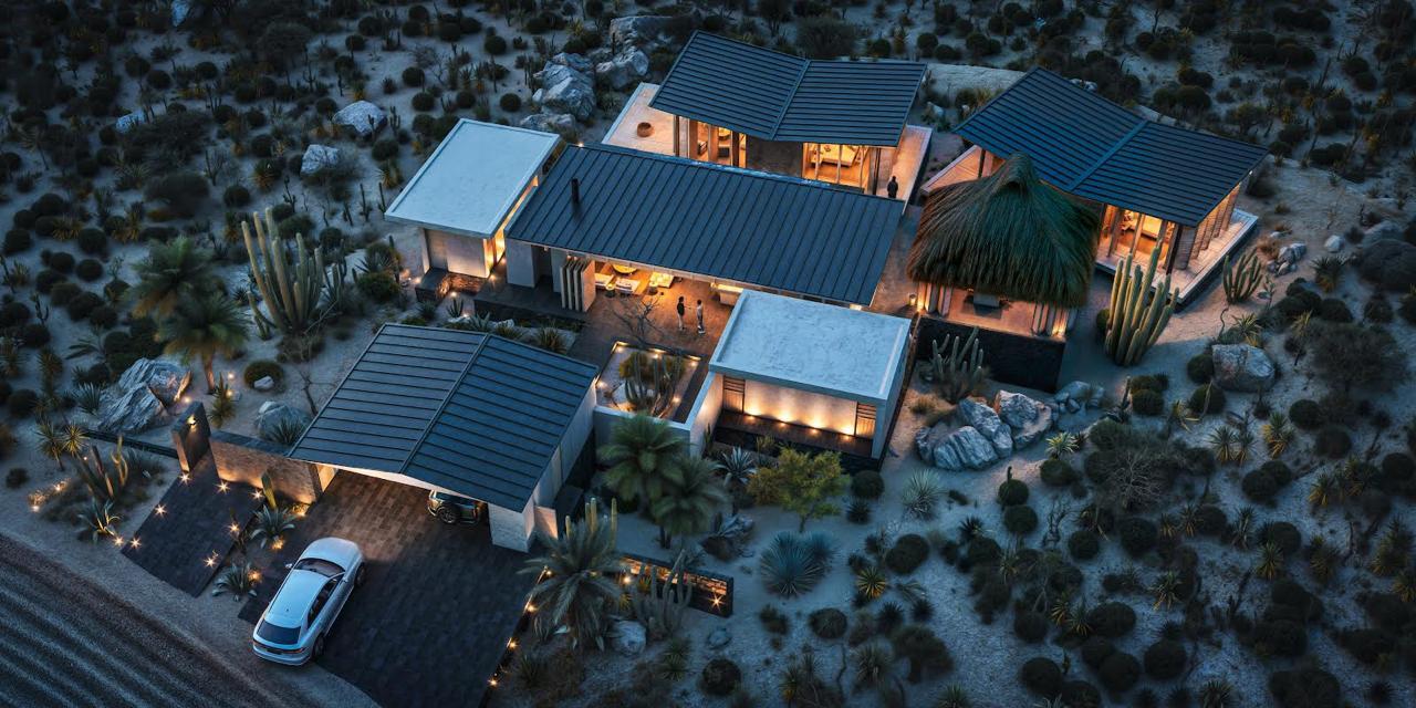 Los Cabos Luxury Migrino Casa Java is a thoughtfully designed four-bedroom residence currently under construction within The Palm, a low-density, master-planned community on the Pacific side, positioned between Los Cabos and La Paz. Set on a generous 1,700 SM lot with 749 SM of construction, the home is designed as two independent casitas, offering privacy, flexibility, and seamless functionality.The property features a swimming pool, palapa with outdoor kitchen and BBQ, studio, office, and outdoor shower, all surrounded by native desert landscaping with cardón cacti and regional vegetation. Parking includes two open spaces plus a closed garage.Residents of The Palm enjoy controlled density, access to a beach club, and a naturally private stretch of Pacific coastline. Casa Java is a thoughtfully designed four-bedroom residence currently under construction within The Palm, a low-density, master-planned community on the Pacific side, positioned between Los Cabos and La Paz. Set on a 1,700 SM lot with 749 SM of construction, the property has been carefully conceived as a private residential compound organized into three primary buildings, allowing for a clear separation between social living and private spaces.The central building serves as the social heart of the home, featuring open living and dining areas that connect seamlessly to the outdoor spaces. Adjacent to the social area is a dedicated studio / TV room with a built-in desk, ideal for media use or flexible workspace.The two private buildings house the bedroom suites. Casa Java offers two primary bedrooms, each with a full bathroom, walk-in closet, and a private sitting area. One of the master suites also includes an integrated office / working space, providing additional flexibility for remote work or quiet retreat. The remaining two bedrooms are generously sized and each includes a full bathroom and walk-in closet, ensuring comfort and privacy for family and guests.Outdoor living is an integral part of the design, featuring a swimming pool, palapa with outdoor kitchen and BBQ area, outdoor shower, and generous terraces. The landscaping is composed of native desert vegetation, including cardón cacti, desert cactus varieties, plum trees, and regional species, reinforcing a strong connection to the Baja environment.The service areas are thoughtfully separated from the main living spaces and include a closed garage, along with dedicated rooms for electrical systems and water equipment, enhancing both functionality and long-term maintenance efficiency. Parking also includes two additional open spaces.Casa Java has been designed as a self-sustaining residence, equipped with a full solar energy system for electricity, a propane backup system for contingency, and a bio-septic tank for sanitary water treatment. All finishes have been carefully selected to respond to the Pacific climate, sun exposure, and salinity, prioritizing durability, longevity, and reduced maintenance over time.Residents of The Palm enjoy... for sale